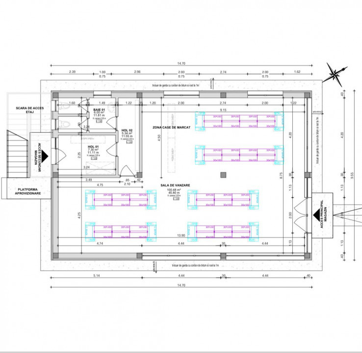 Spațiu comercial P+1, 244 mpu, complet finisat! Utilități complete!