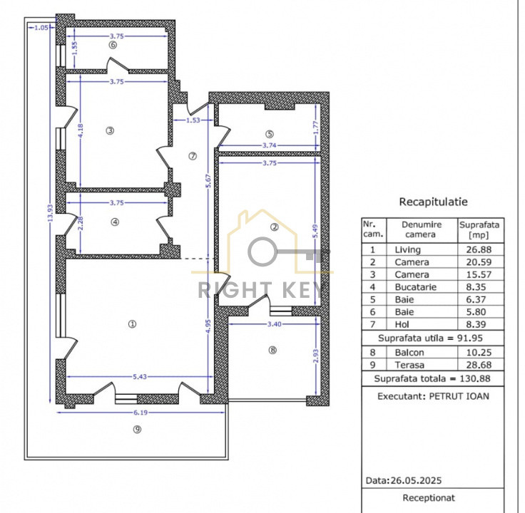 Apartament 3 camere in ansamblu nou/ 92 mp+ terasa 29mp/ Comision 0%