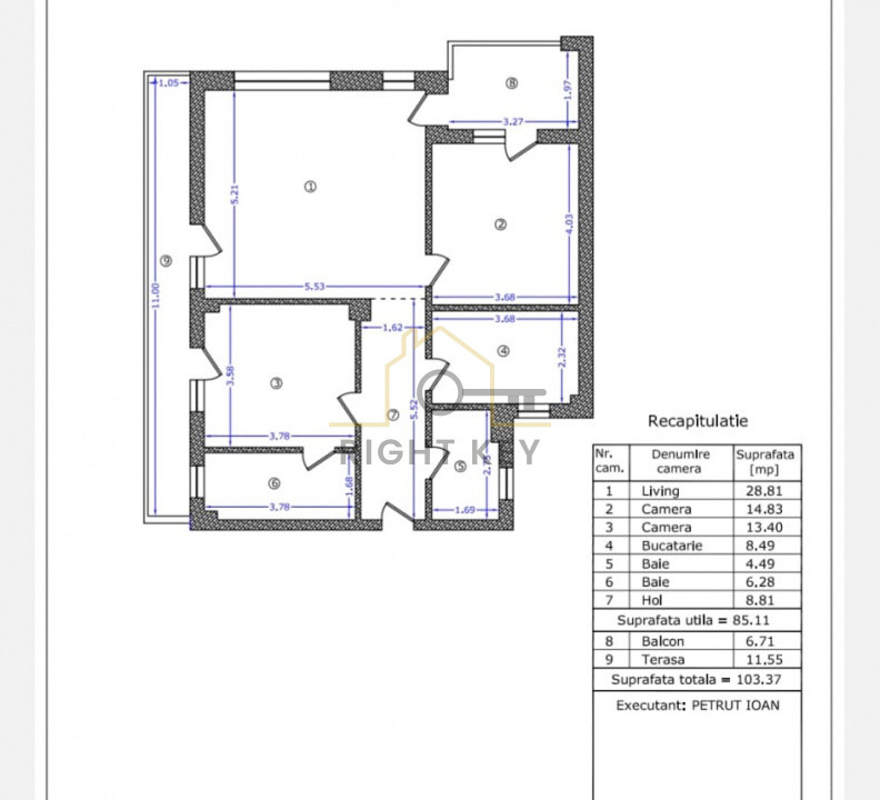 Apartament 3 camere in ansamblu nou/ 85 mp+ terasa 12mp/ Comision 0%