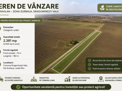 Teren agricol 2.500 mp Zurbaua Dragomiresti Vale. Comision 0%!